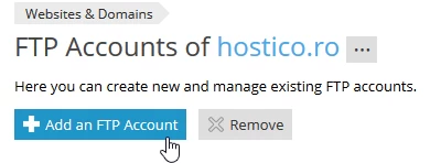 Adăugare cont FTP Plesk