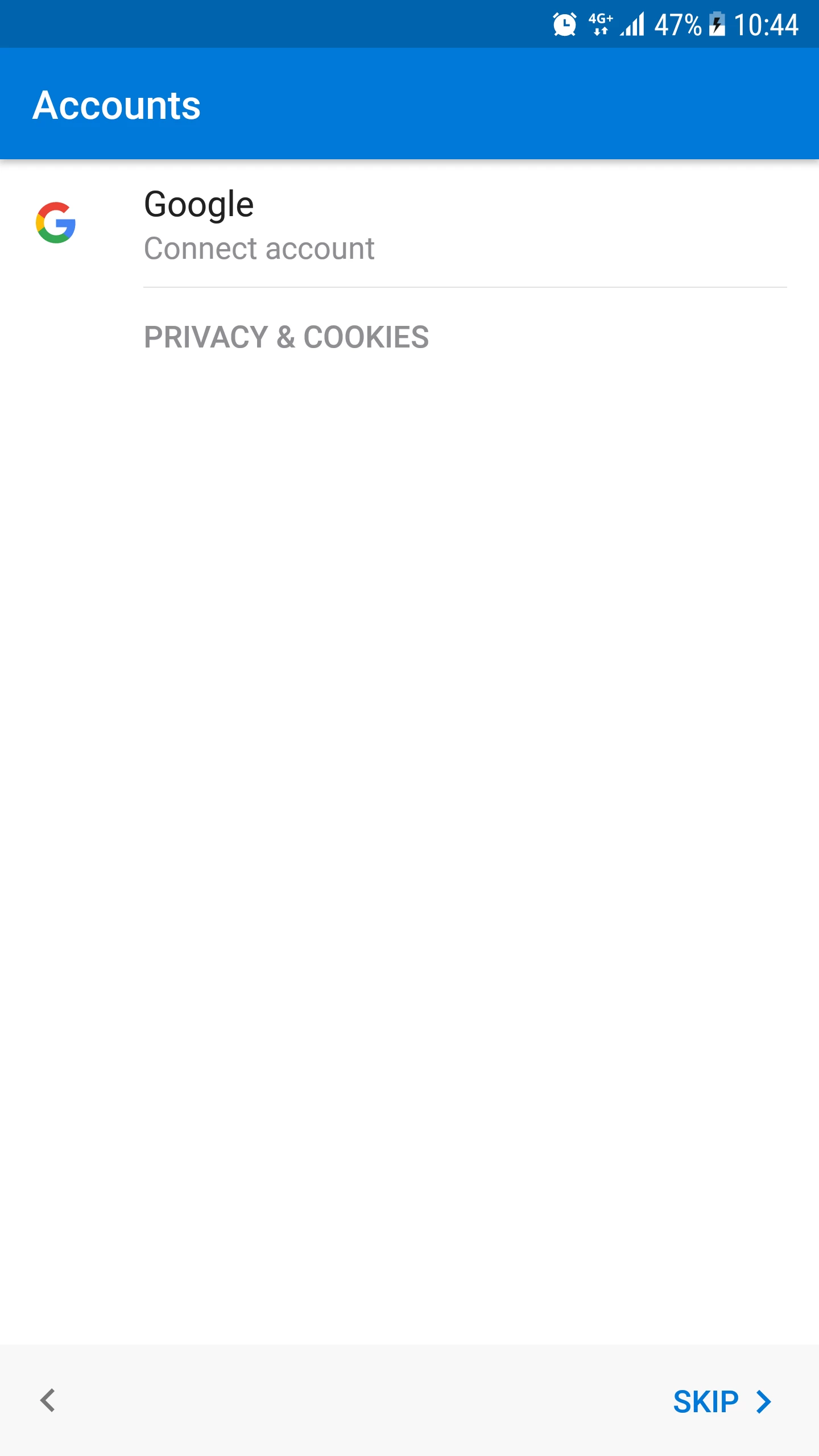 Select Skip at accounts