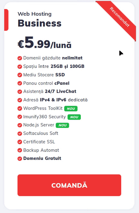 Adăugare serviciu în coș